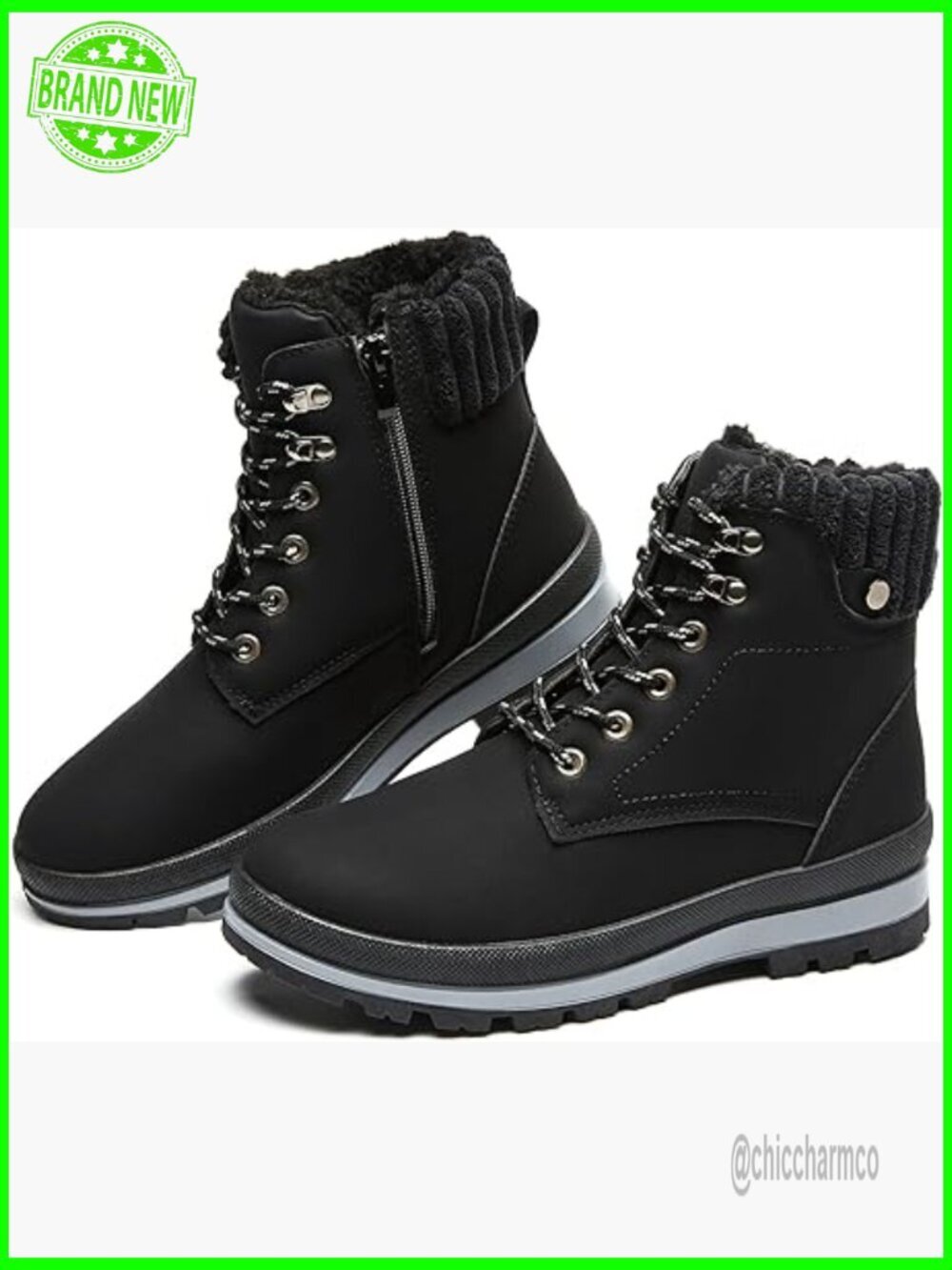 Women's Waterproof Ankle Boots with Side Zipper - Fur Lined Winter Snow Boots